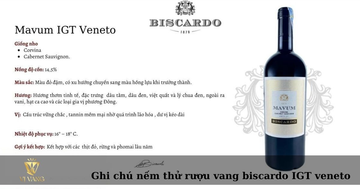Rượu vang Mavum Biscardo 2018