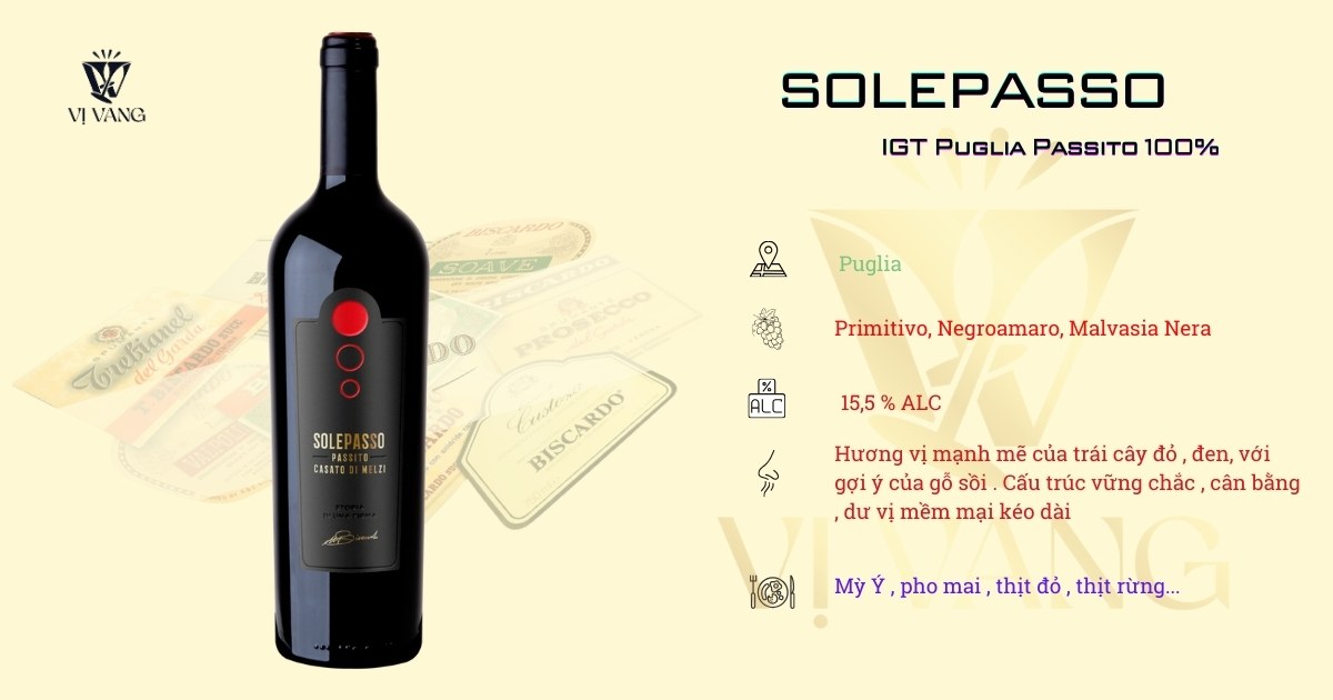 Bảng tastnote của rượu vang solepasso passito IGT Puglia